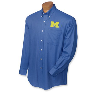 Michigan Wolverines BT LS Nailshead Sport Shirt - French Blue